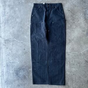 VINTAGE CARHARTT DOUBLE KNEE PANTS BLACK 34X36 B01 BLK WORKWEAR CARPENTER